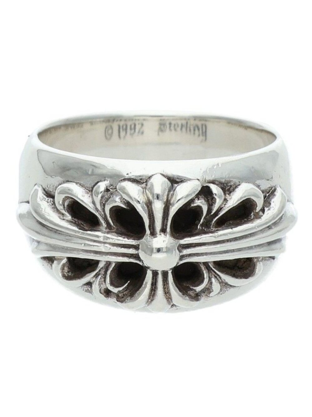 Chrome Hearts Flrl Cross Floral Silver Ring